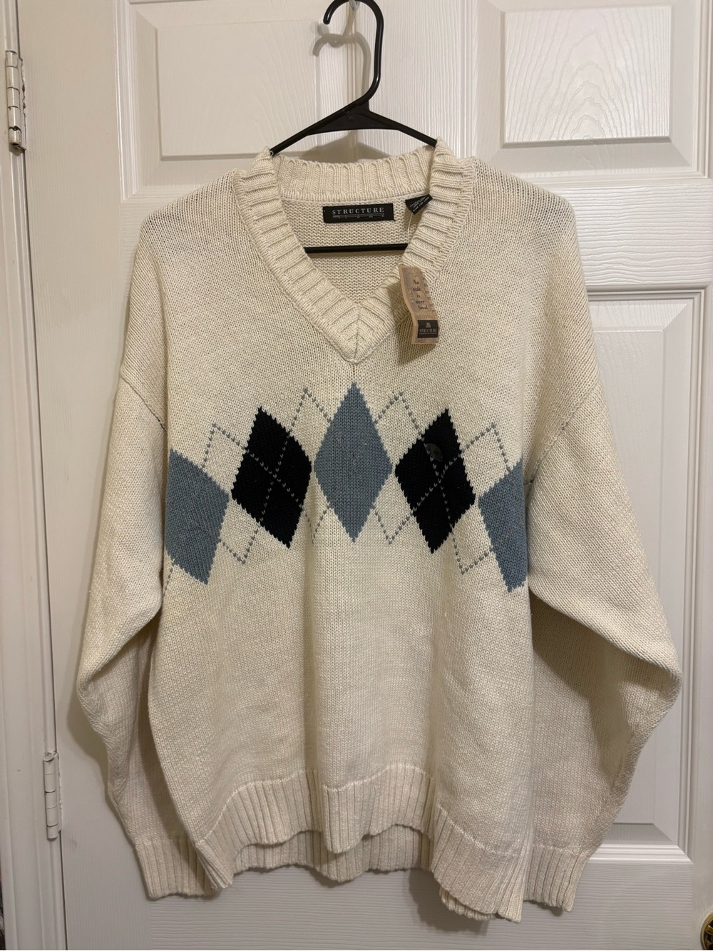 Structure Vintage V-Neck Argyle Fall Sweater